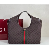 Hot Sell Cheap Gucci Giglio Large Tote Bag in GG Canvas 853971 Dark Brown 2025