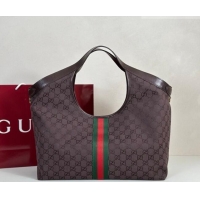 Hot Sell Cheap Gucci Giglio Large Tote Bag in GG Canvas 853971 Dark Brown 2025