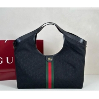 Low Cost Gucci Giglio Large Tote Bag in GG Canvas 853971 Black 2025