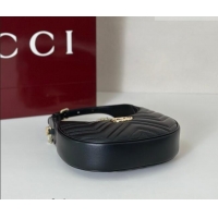 Super Quality Gucci GG Marmont Leather Half-Moon-Shaped Small Shoulder Bag 699514 Black/Light Gold 2026