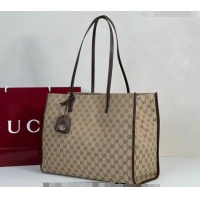 Best Grade Gucci Large tote bag with charm in GG Canvas 875056 Beige 2026