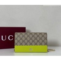 Grade Design Gucci Bi-color GG Marmont wallet on chain in GG Canvas and Leather 497985 Beige/Light Green 2026