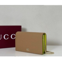 Top Quality Gucci Bi-color GG Marmont wallet on chain in Leather 497985 Beige/Light Green 2026