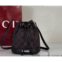 Promotional Gucci Mini Bucket Bag with Gucci Plaque 875802 Dark Brown GG Canvas 2026
