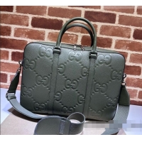 Best Quality Gucci Jumbo GG Medium Briefcase in Calfskin 658573 Green 2026