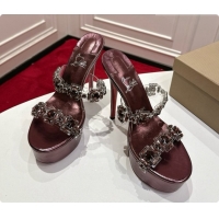 Charming Christian Louboutin Platform Mule Sandals with Crystals Bronze 6080140 2026