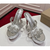 Best Grade Christian Louboutin Platform Mule Sandals with Crystals Silver 6080141 2026