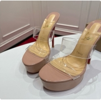 Top Grade Christian Louboutin PVC Platform Mule Sandals CL080146 Nude 2026