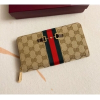 Good Quality Gucci Horsebit Web Zip Around Wallet 867124 Beige 2026