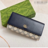 Most Popular Gucci Bi-color GG Marmont Continental Wallet 456116 Navy Blue 2026 