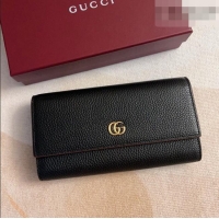 Elegant Gucci GG Marmont Continental Wallet in Grained Calfskin 456116 Black/Burgundy 2026