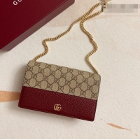 Good Quality Gucci Bi-color GG Marmont Wallet on Chain 497985 Burgundy 2026