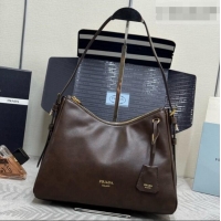 Discount Prada Aimée Medium Leather Shoulder Bag 1BC301 Brown 2026