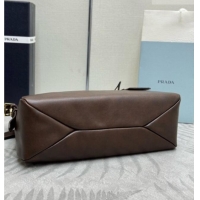 Discount Prada Aimée Medium Leather Shoulder Bag 1BC301 Brown 2026