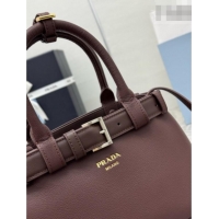 Original Cheap Prada Buckle Small leather Bag with Belt in Nappa Leather 1BA502 Dark Brown 2026