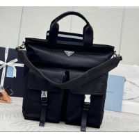 Grade Quality Prada Explore Re-Nylon and Leather Tote Bag 2VG138 Black 2026
