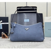 Market Sells Prada Aimée Large Nubuck Leather Shoulder Bag 1BC231 Blue 2026