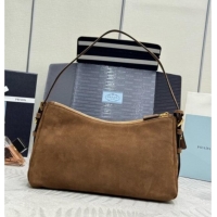 Spot Bulk Prada Aimée Large Nubuck Leather Shoulder Bag 1BC231 Brown 2026