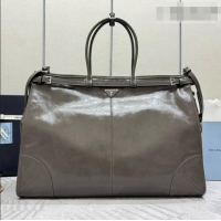 Buy Fashionable Prada Bonnie Leather Tote Bag 2VG128 Grey 2026