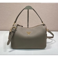 Market Sells Prada Medium Leather Shoulder Bag in Grained Calfskin 1BC283 Grey 2026