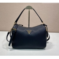 Best Price Prada Medium Leather Shoulder Bag in Grained Calfskin 1BC283 Black 2026