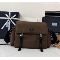 Best Quality Prada Mens Explore Re-Nylon and leather Bag 2VD082 Dark Brown 2026