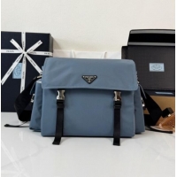 New Fashion Prada Mens Explore Re-Nylon and leather Bag 2VD082 Blue 2026