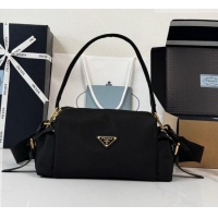 Best Quality Prada Explore Small Re-Nylon and Leather Shoulder Bag 1BH232 Black 2026