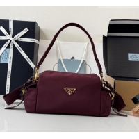 Promotional Prada Explore Small Re-Nylon and Leather Shoulder Bag 1BH232 Burgundy 2026