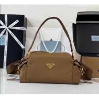 Best Price Prada Explore Small Re-Nylon and Leather Shoulder Bag 1BH232 Brown 2026
