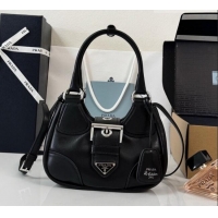 Well Crafted Prada Lambskin Leather Mini Moon Bag 1BA381 Black 2026