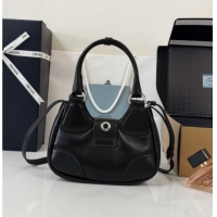 Well Crafted Prada Lambskin Leather Mini Moon Bag 1BA381 Black 2026