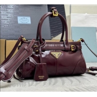 New Design Prada Bonnie Mini Leather Handbag 1BA486 Burgundy 2026