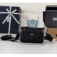 Luxury Cheap Prada Re-Nylon and Saffiano Leather Mini Shoulder Bag 1BH230 Black 2026