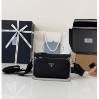 Luxury Cheap Prada Re-Nylon and Saffiano Leather Mini Shoulder Bag 1BH230 Black 2026