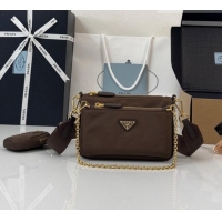 Top Grade Prada Re-Nylon and Saffiano Leather Mini Shoulder Bag 1BH230 Burnt Brown 2026