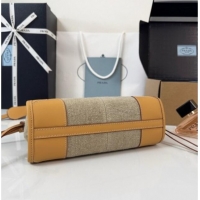 Inexpensive Prada Bonnie Mini Linen Handbag 1BA486 Brown 2026