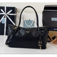 New Cheap Prada Ouvert Large Leather Tote Bag 1BG661 Black 2026