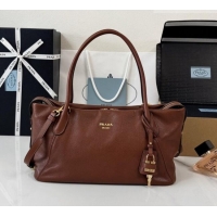 Promotional Prada Ouvert Large Leather Tote Bag 1BG661 Chestnut Brown 2026
