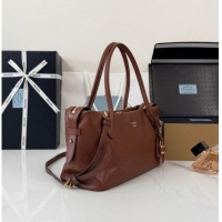 Promotional Prada Ouvert Large Leather Tote Bag 1BG661 Chestnut Brown 2026