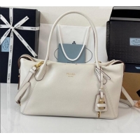 Market Sells Prada Ouvert Large Leather Tote Bag 1BG661 White 2026