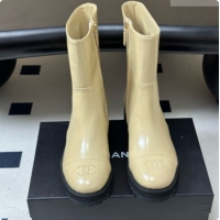 Grade Quality Chanel Short Boots in Shiny Calfskin 4cm Heel G47353 CH090928 Beige 2026