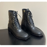 Good Quality Chanel Calfskin & Lambskin Laced-up Ankle Boots CH090930 Black 2026