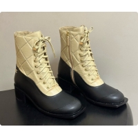 Luxurious Chanel Calfskin & Lambskin Laced-up Ankle Boots CH090932 Beige/Black 2026