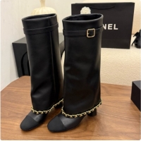 Stylish Chanel High Boots in Smooth Calfskin with Chain CH090937 Black 2026