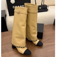 Good Quality Chanel High Boots in Smooth Calfskin with Chain CH090938 Beige 2026