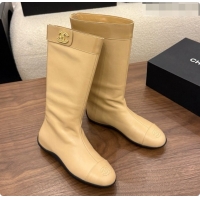 Charming Chanel High Boots in Smooth Calfskin & Patent Leather CH090941 Beige 2026