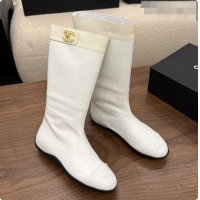 Sophisticated Chanel High Boots in Smooth Calfskin & Patent Leather CH090942 White 2026