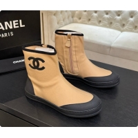Luxurious Chanel Short Boots in Mixed Fibers & Rubber G47141 Beige & Black 2026