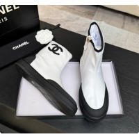 Duplicate Chanel Short Boots in Mixed Fibers & Rubber G47141 White & Black 2026